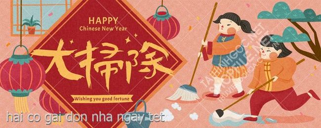 hai co gai don nha ngay tet